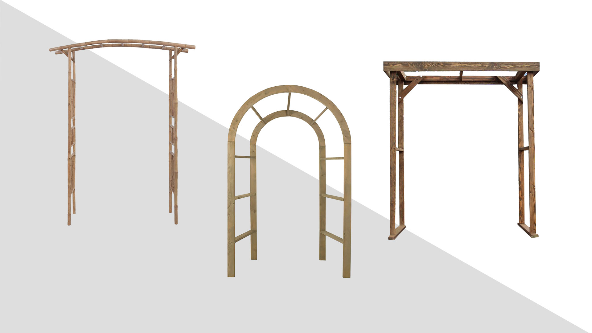 Скачать три модели деревянных свадебных арок без фона в PNG